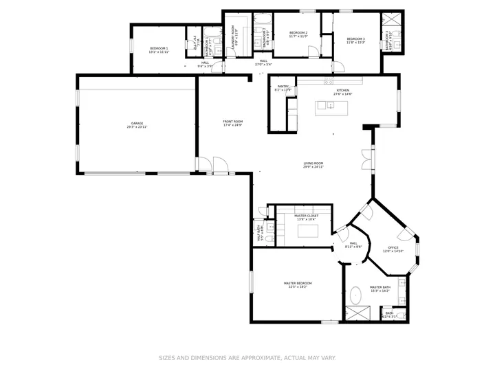2D floor plan with room dimensions